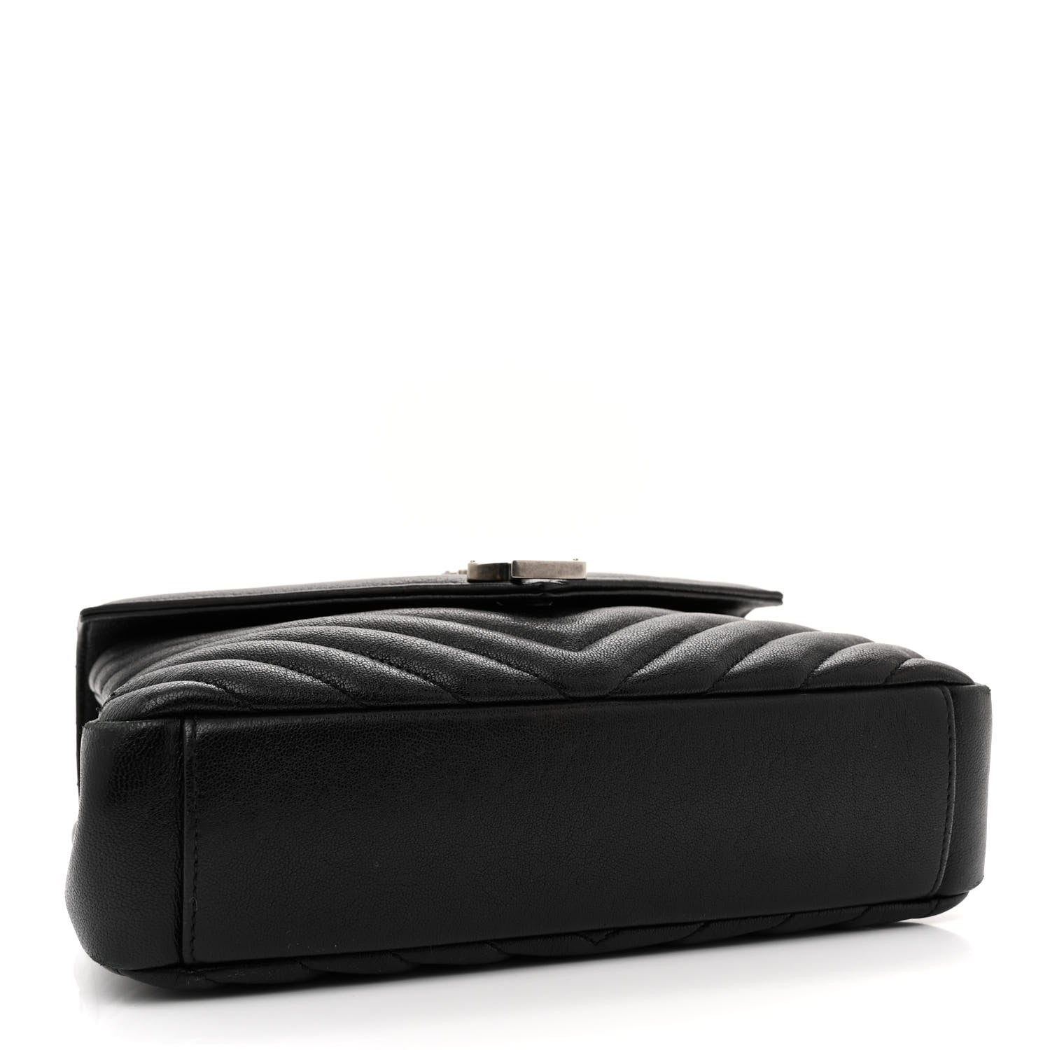 Saint Laurent Sheepskin Matelasse Chevron Monogram Medium College Bag Black 4 of 16