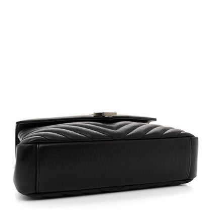 Saint Laurent Sheepskin Matelasse Chevron Monogram Medium College Bag Black 4 of 16