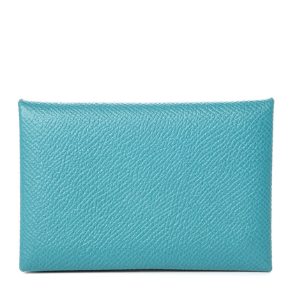 Hermes Epsom Calvi Card Case Bleu Paon 1 of 9