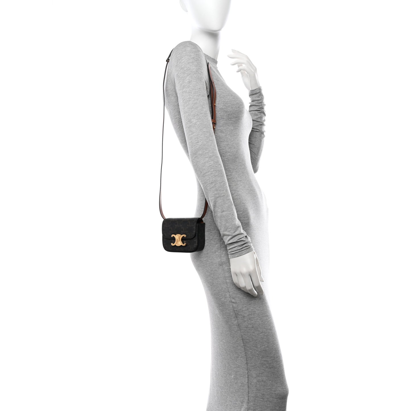 Triomphe Canvas Calfskin Mini Claude Tan