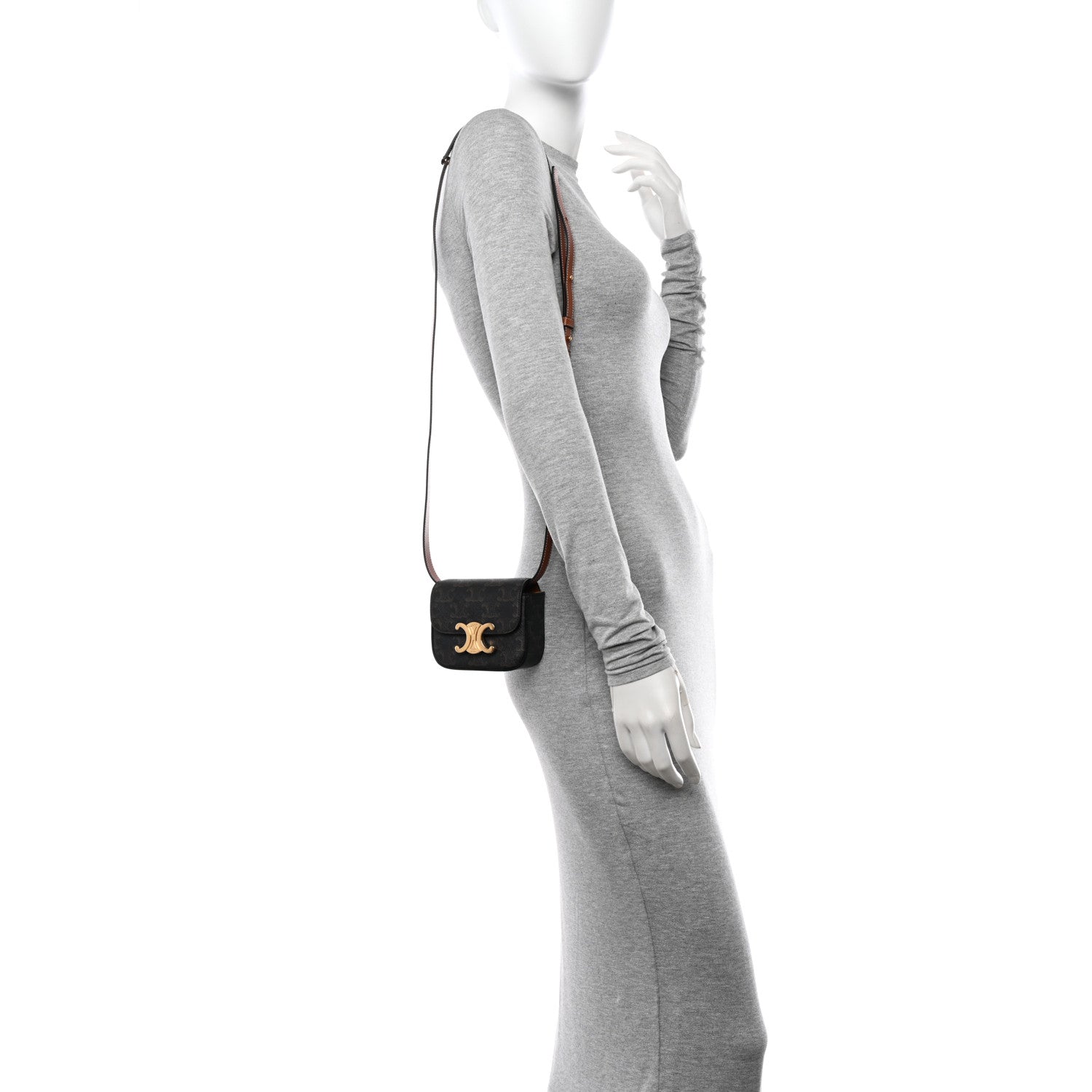 Celine Triomphe Canvas Calfskin Mini Claude Tan 2 of 11