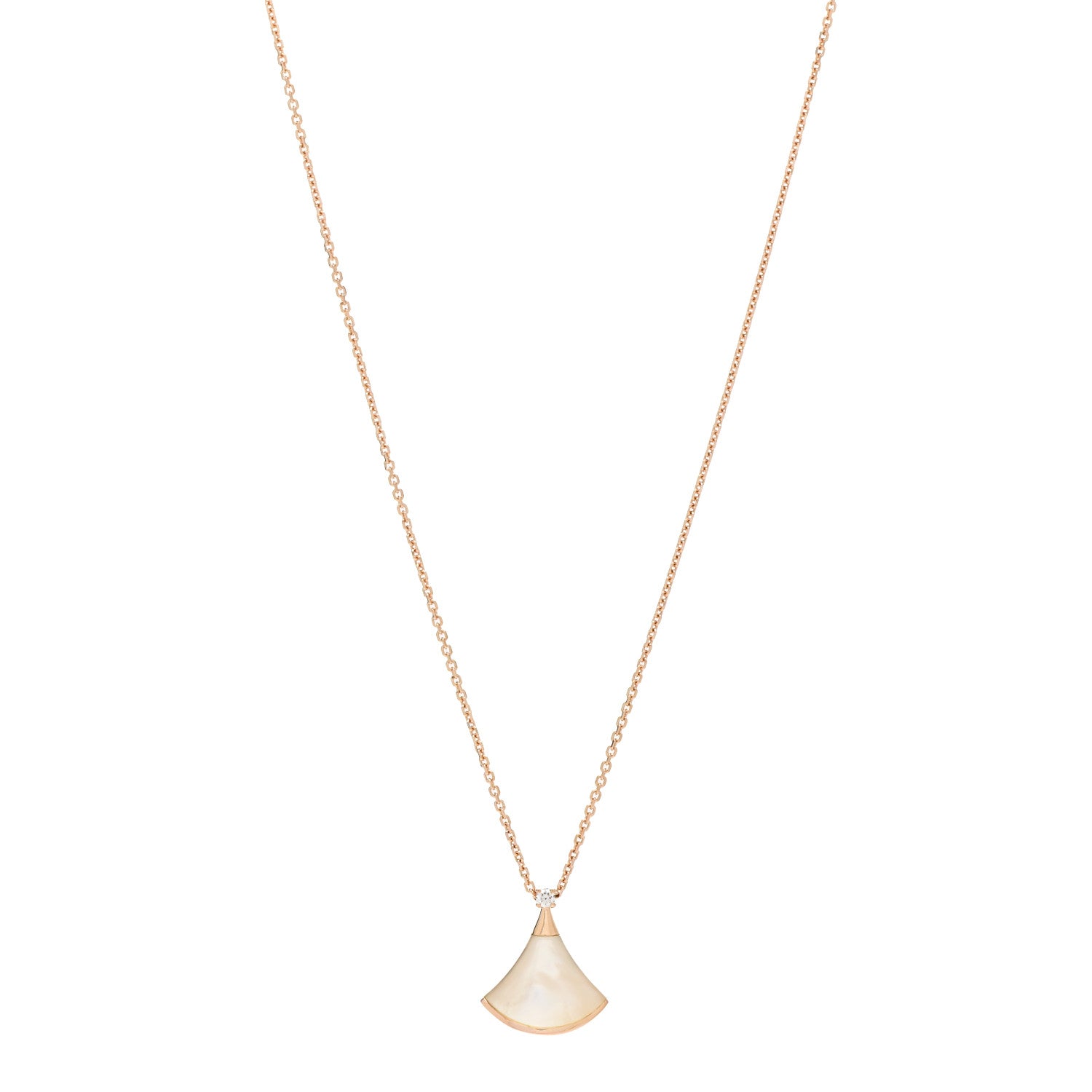 Bulgari 18K Rose Gold Diamond Mother of Pearl Small Divas' Dream Pendant Necklace 1 of 7