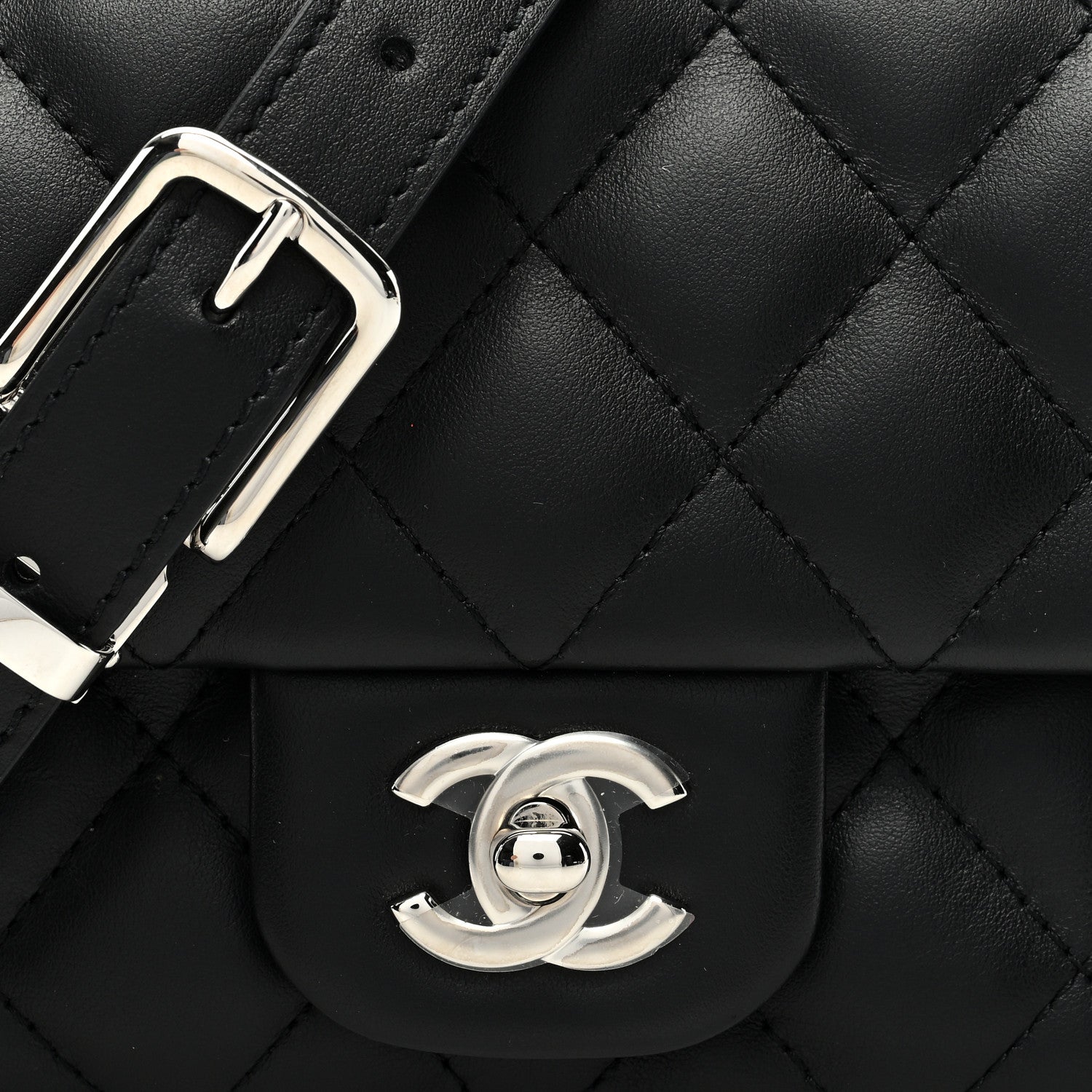 Chanel Calfskin Quilted CC Uniform Flap Belt Bag Black 8 of 10
