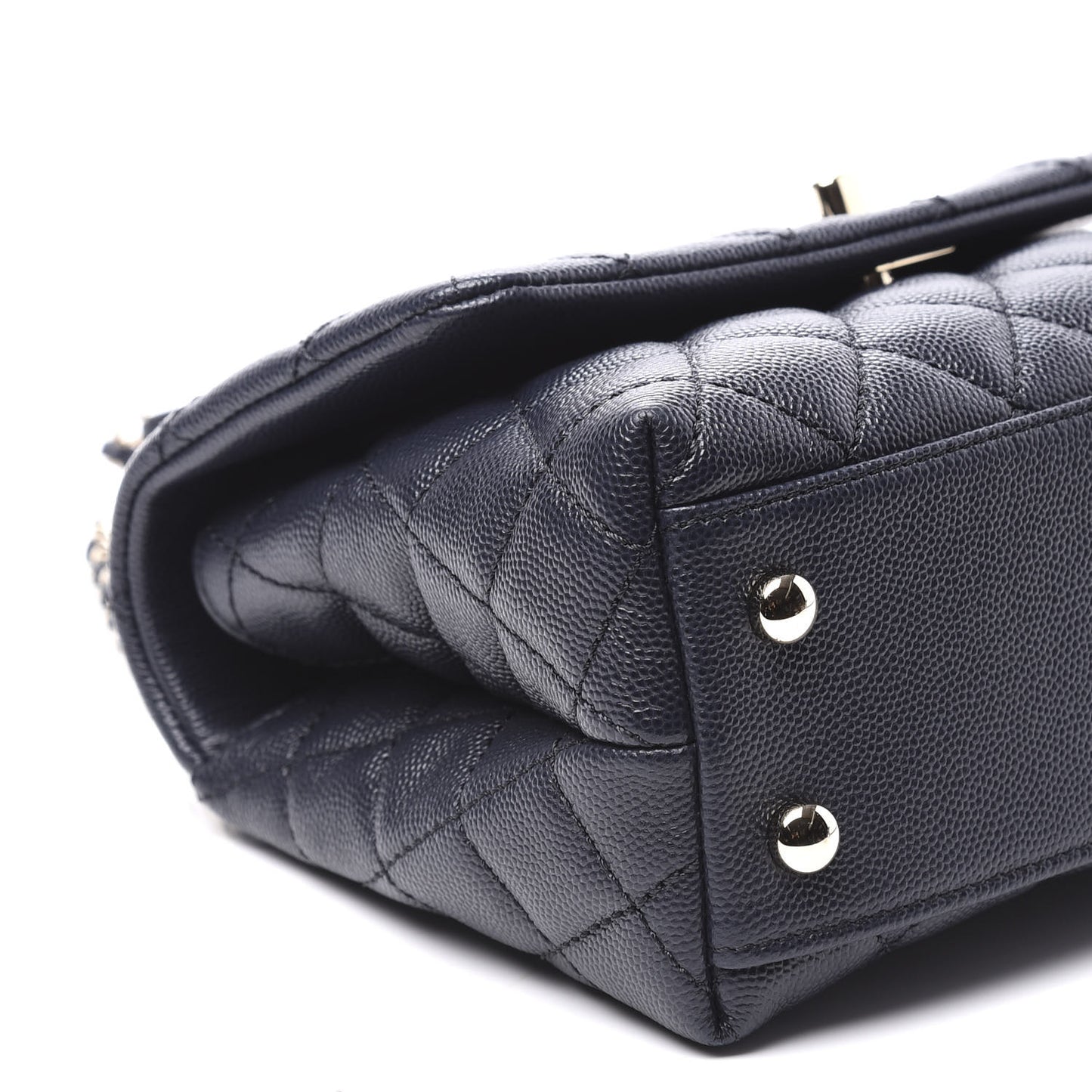 Caviar Quilted Mini Coco Handle Flap Navy Blue