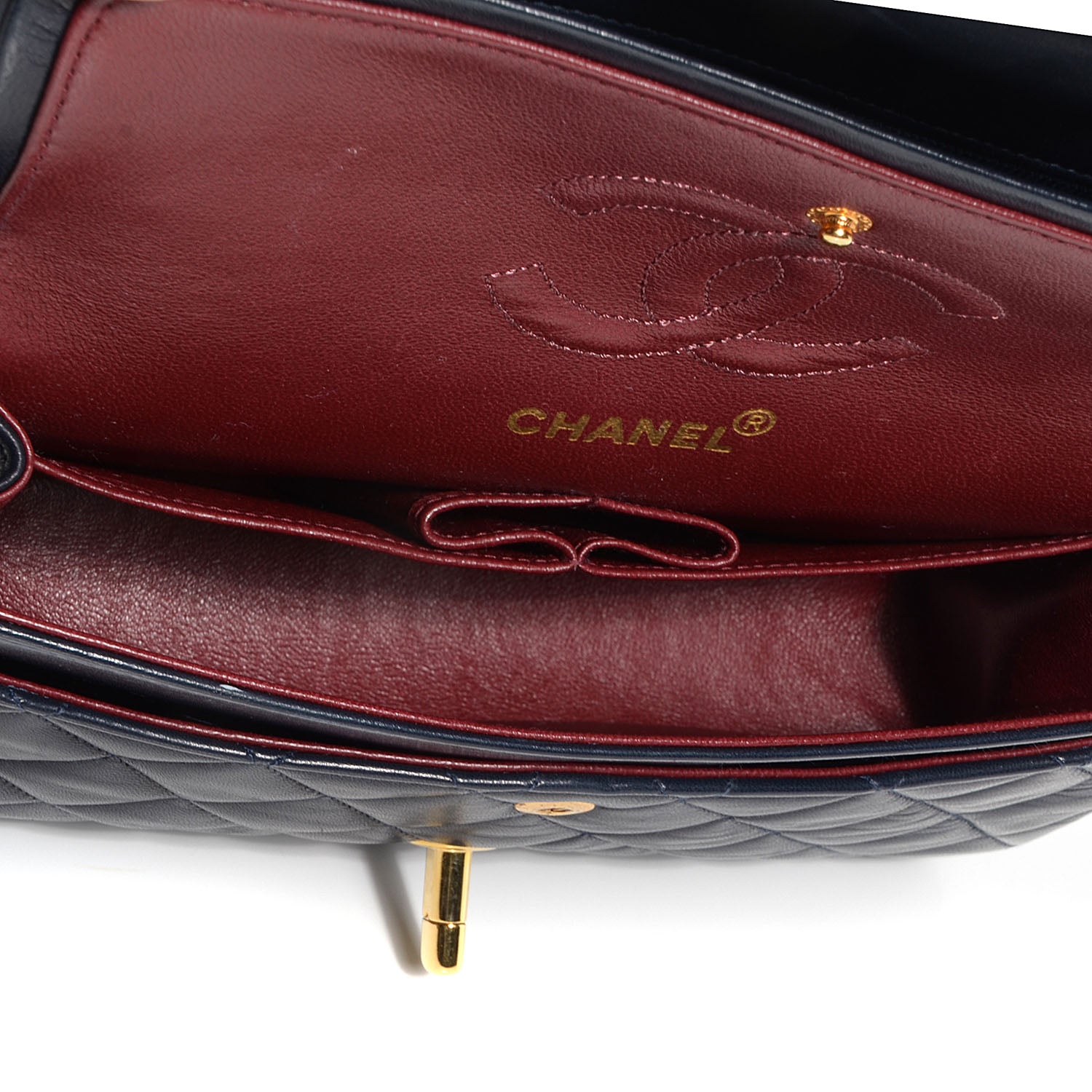 Chanel Lambskin Quilted Small Double Flap Navy 6 of 10
