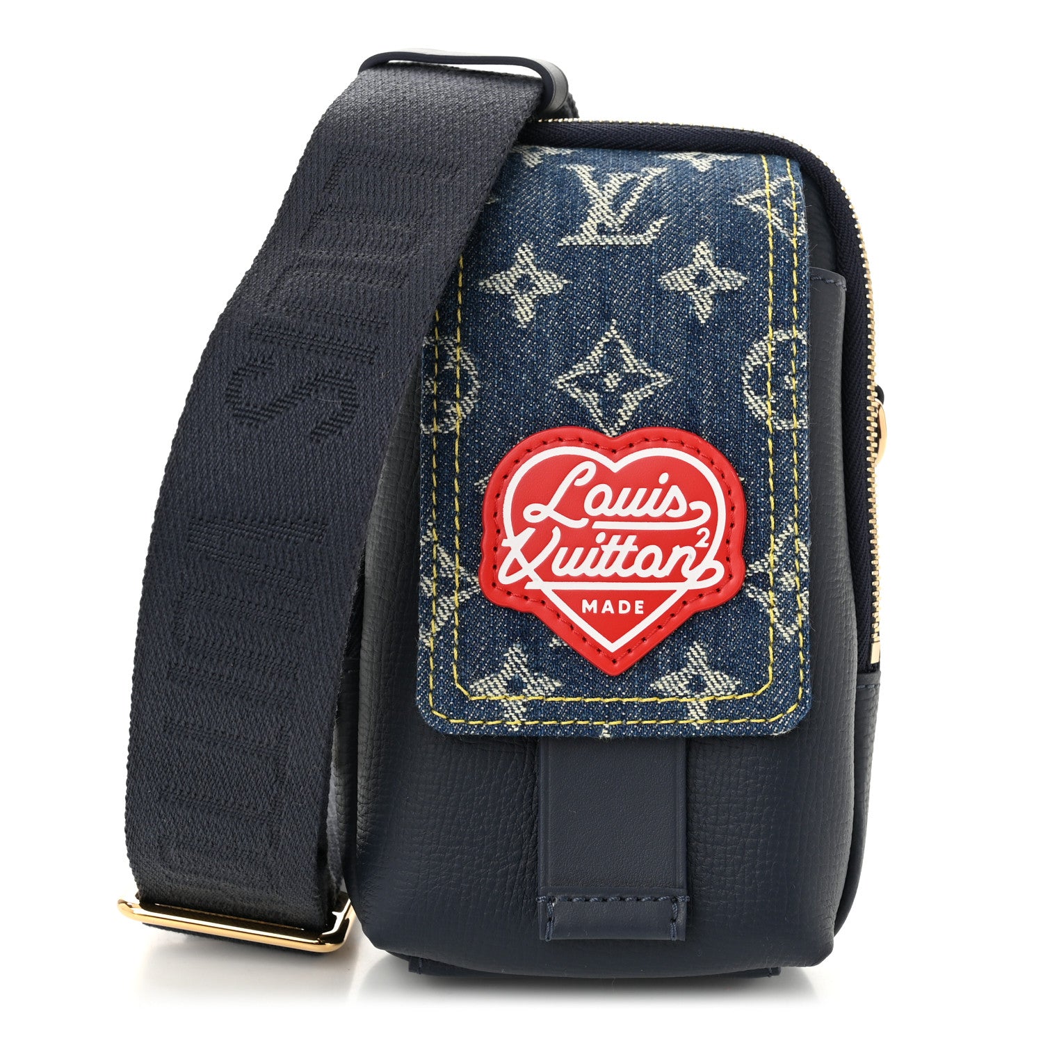 Louis Vuitton X NIGO Denim Monogram Flat Double Phone Pouch 1 of 9