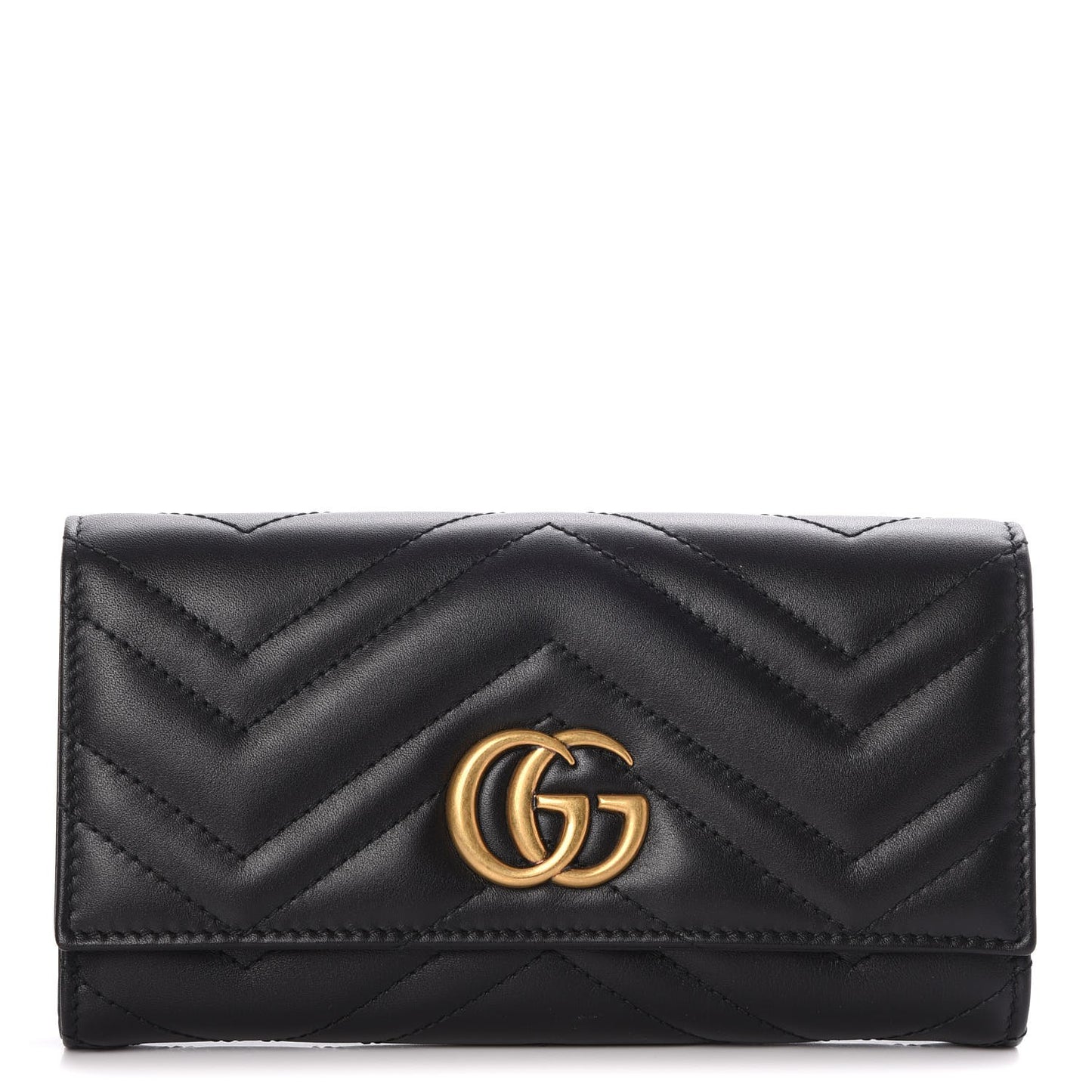 Calfskin Matelasse GG Marmont Continental Wallet Black