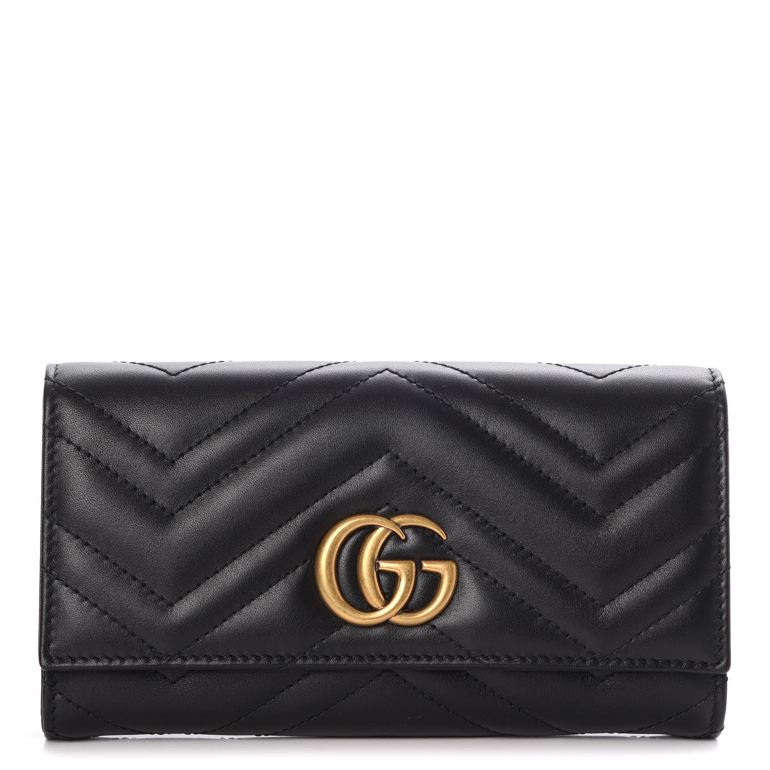 Gucci Calfskin Matelasse GG Marmont Continental Wallet Black 1 of 8
