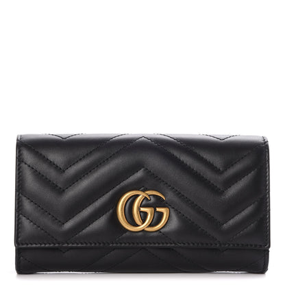 Gucci Calfskin Matelasse GG Marmont Continental Wallet Black 1 of 8