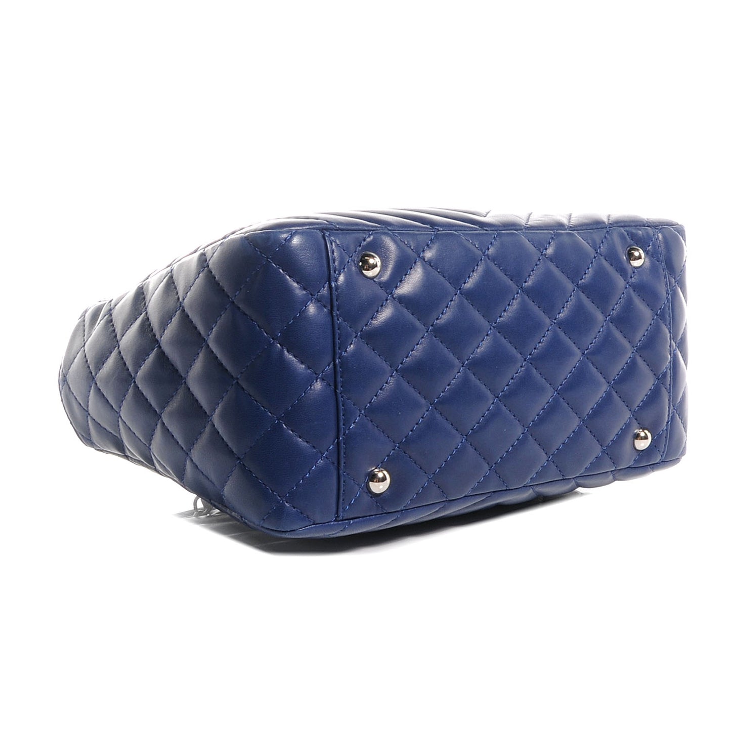 Lambskin Surpique Chevron Small Tote Dark Blue