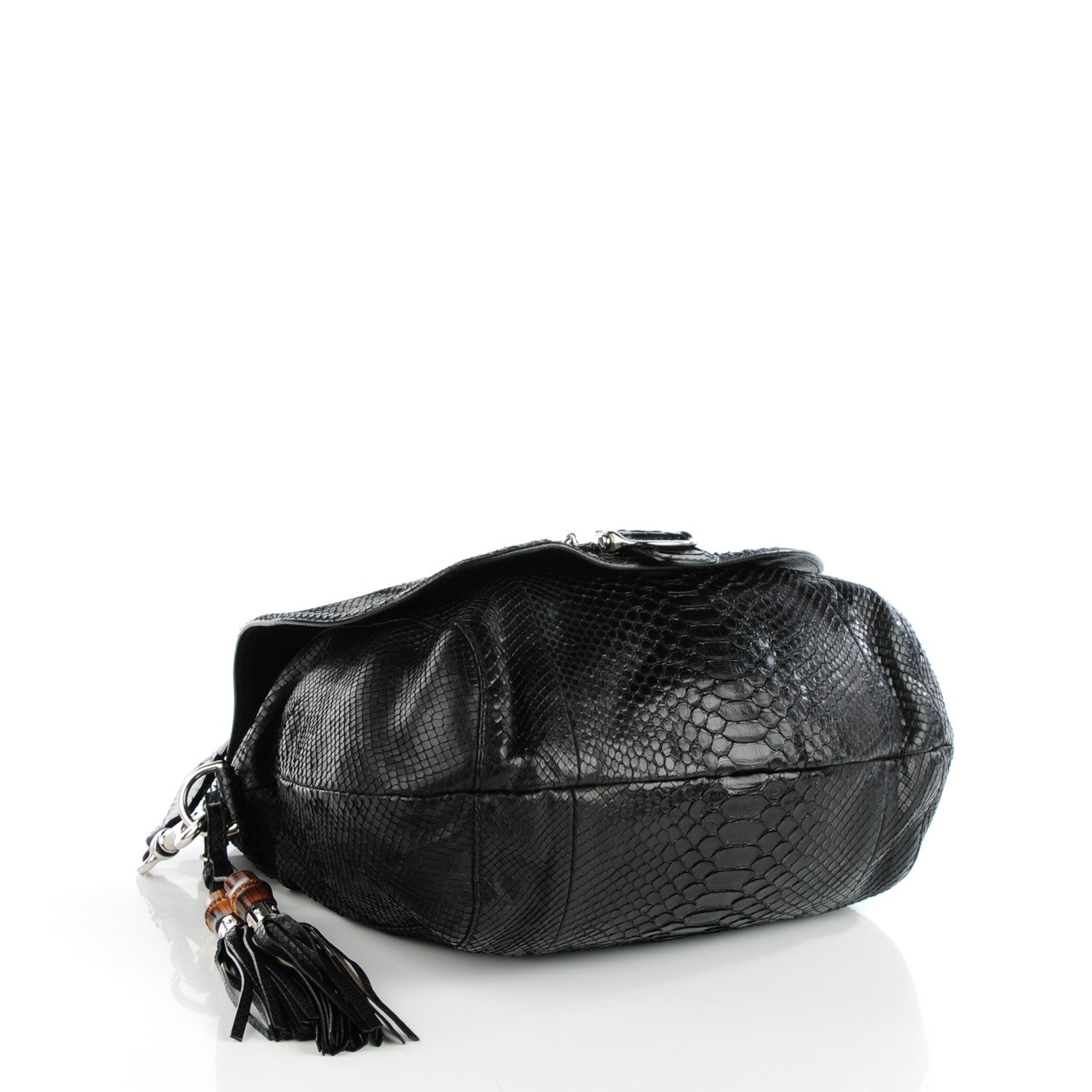 Gucci Python Large Techno Horsebit Shoulder Flap Bag Black 4 of 7