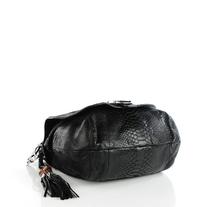 Gucci Python Large Techno Horsebit Shoulder Flap Bag Black 4 of 7