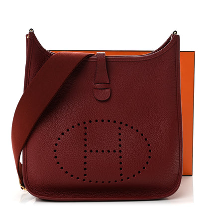 Hermes Taurillon Clemence Evelyne III PM Rouge H 12 of 12