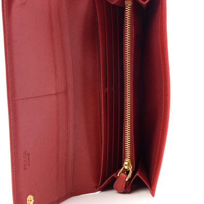 Prada Saffiano Metal Continental Flap Wallet Rosso 5 of 10