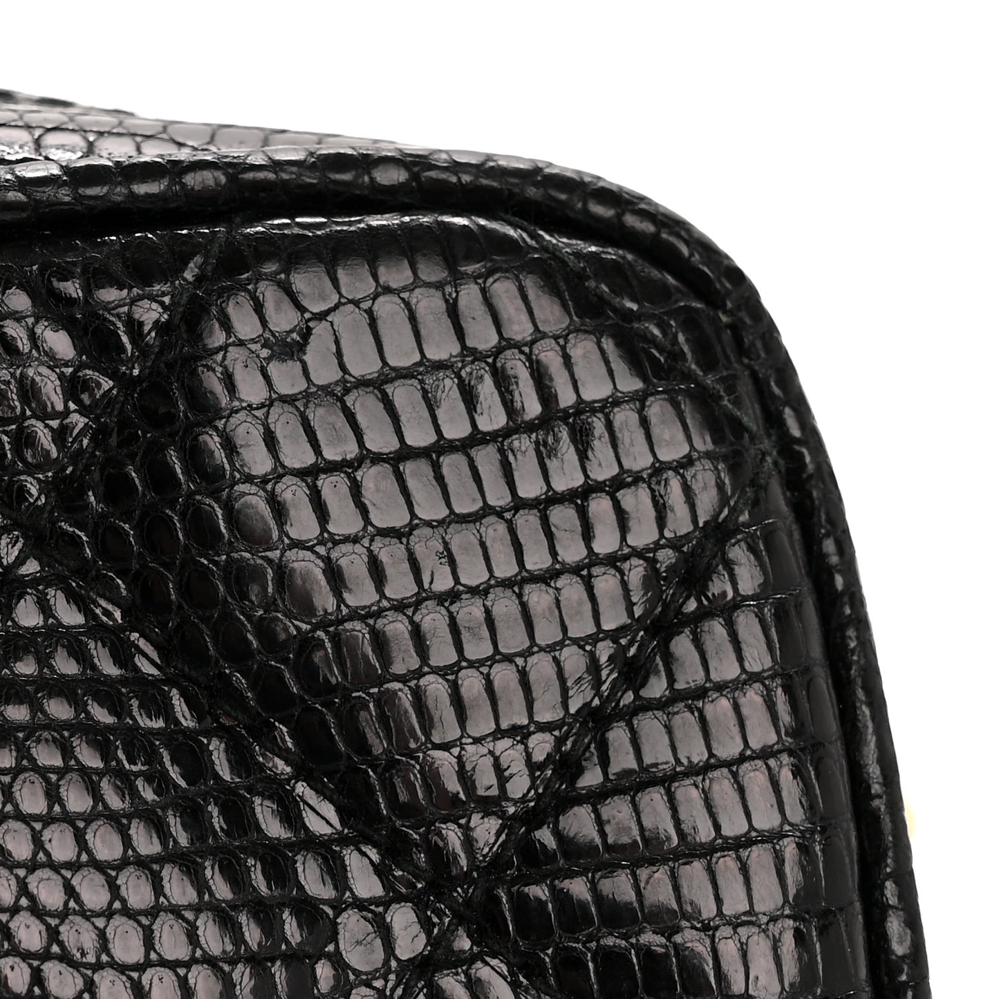 Lizard Quilted Small Tassel Camera Case Black
