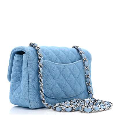 Chanel Denim Quilted Mini Rectangular Flap Blue 3 of 12