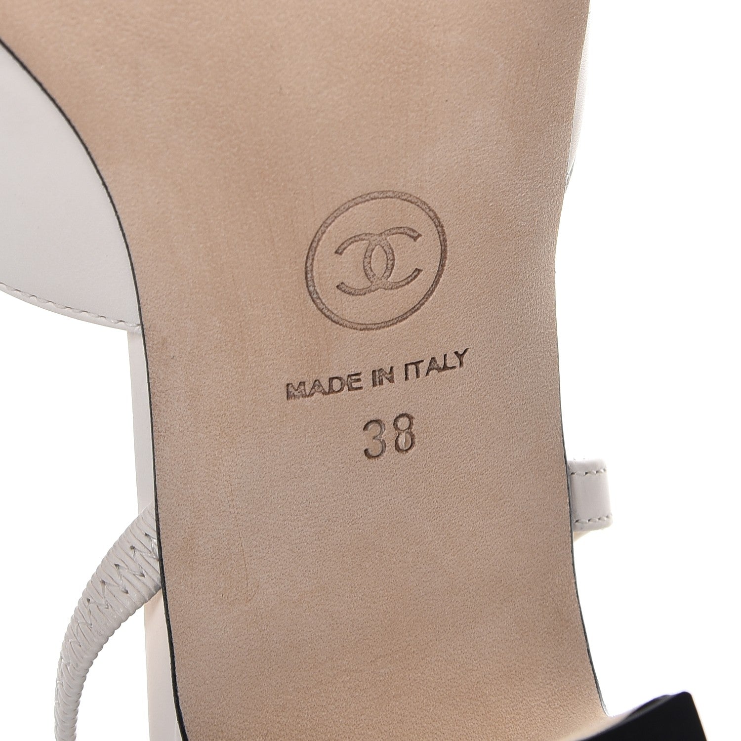 Chanel Calfskin Cap Toe CC Slingback Sandals 38 Ivory Black 7 of 11