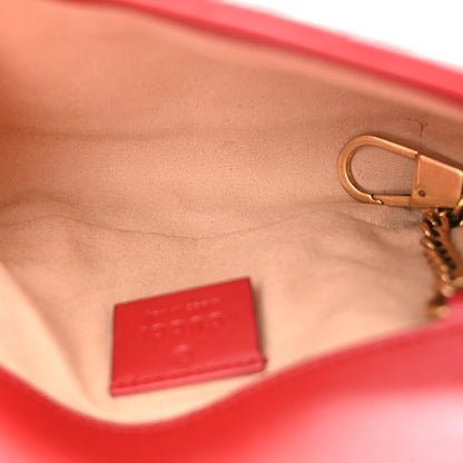 Gucci Calfskin Matelasse Super Mini GG Marmont Shoulder Bag Hibiscus Red 5 of 10