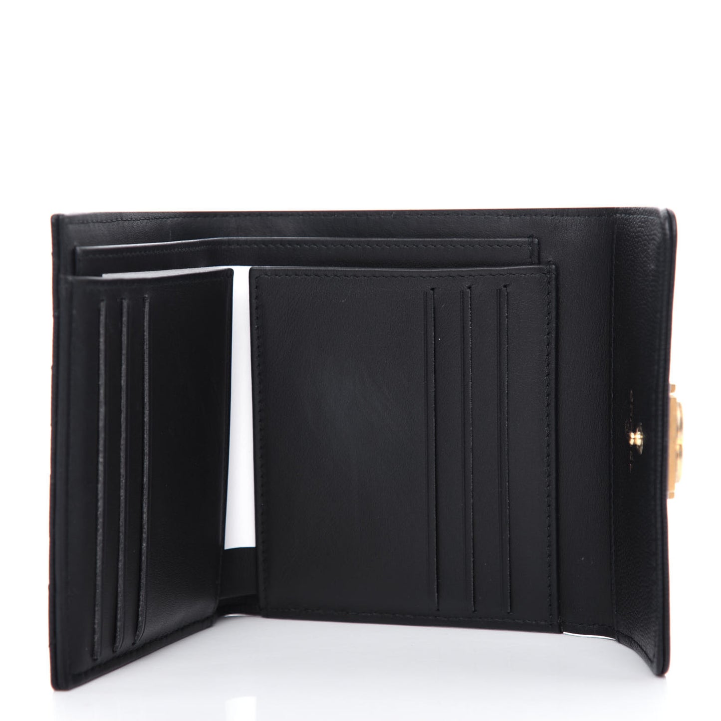 Caviar Quilted Compact Boy Wallet Black