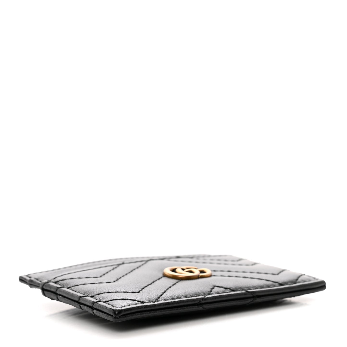 Calfskin Matelasse GG Marmont Card Holder Black