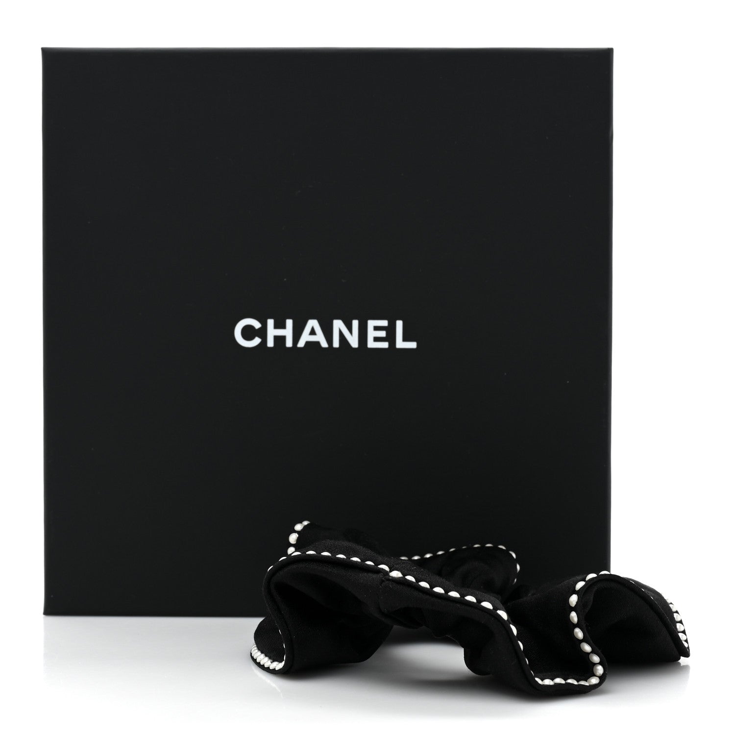 Chanel Fabric Pearl CC Hair Scrunchie Black 2 of 4