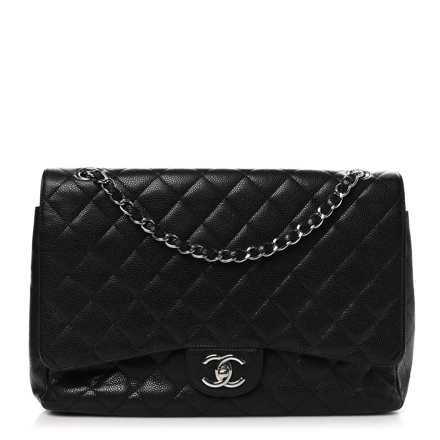 Caviar Quilted Maxi Double Flap Black