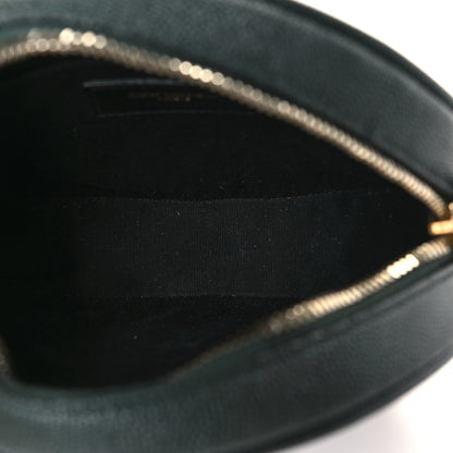 Saint Laurent Grain De Poudre Matelasse Chevron Quilted Round Vinyle Camera Bag New Vert Fonce 5 of 10
