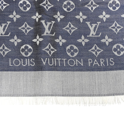 Louis Vuitton Silk Wool Monogram Denim Shawl Blue 2 of 4