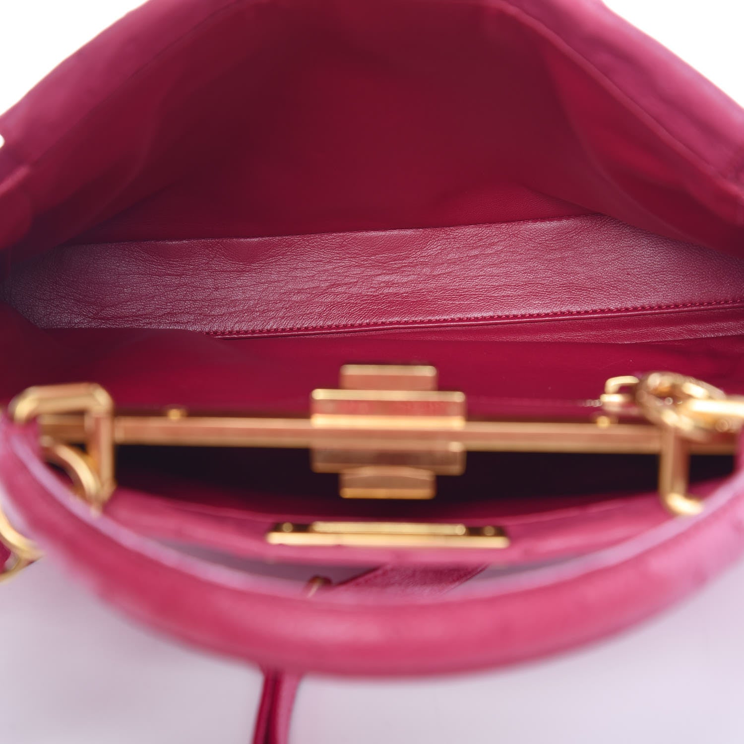 Fendi Ostrich Medium Peekaboo Iconic Satchel Fuchsia 6 of 11