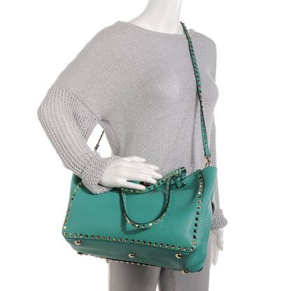 Valentino Garavani Vitello Medium Rockstud Tote Colibri 2 of 10