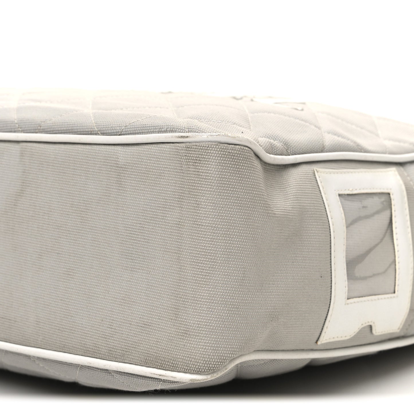 Canvas Quilted Sport Shoulder Bag Grey White