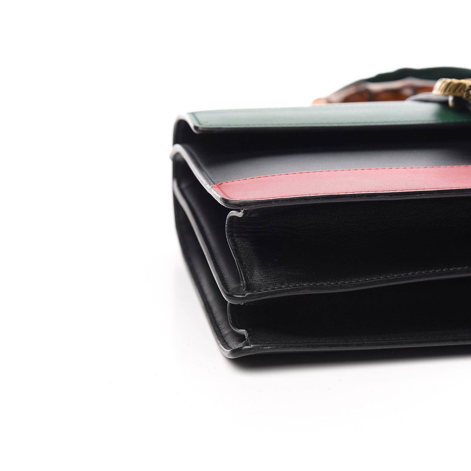 Gucci Calfskin Bamboo Web Large Dionysus Top Handle Bag Black Bright Evergreen Hibiscus Red 7 of 9
