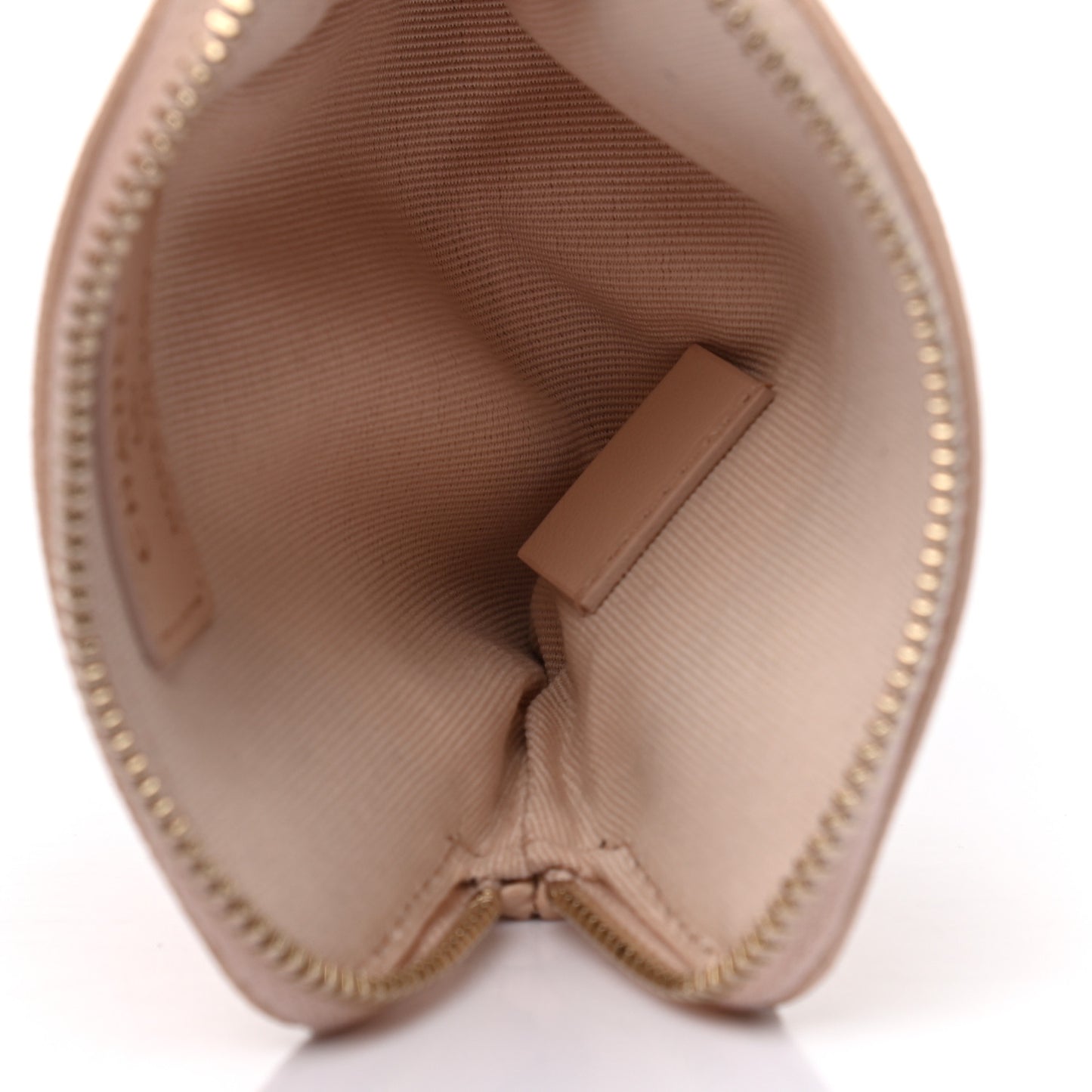 Caviar Quilted Zip Card Holder Wallet Light Beige