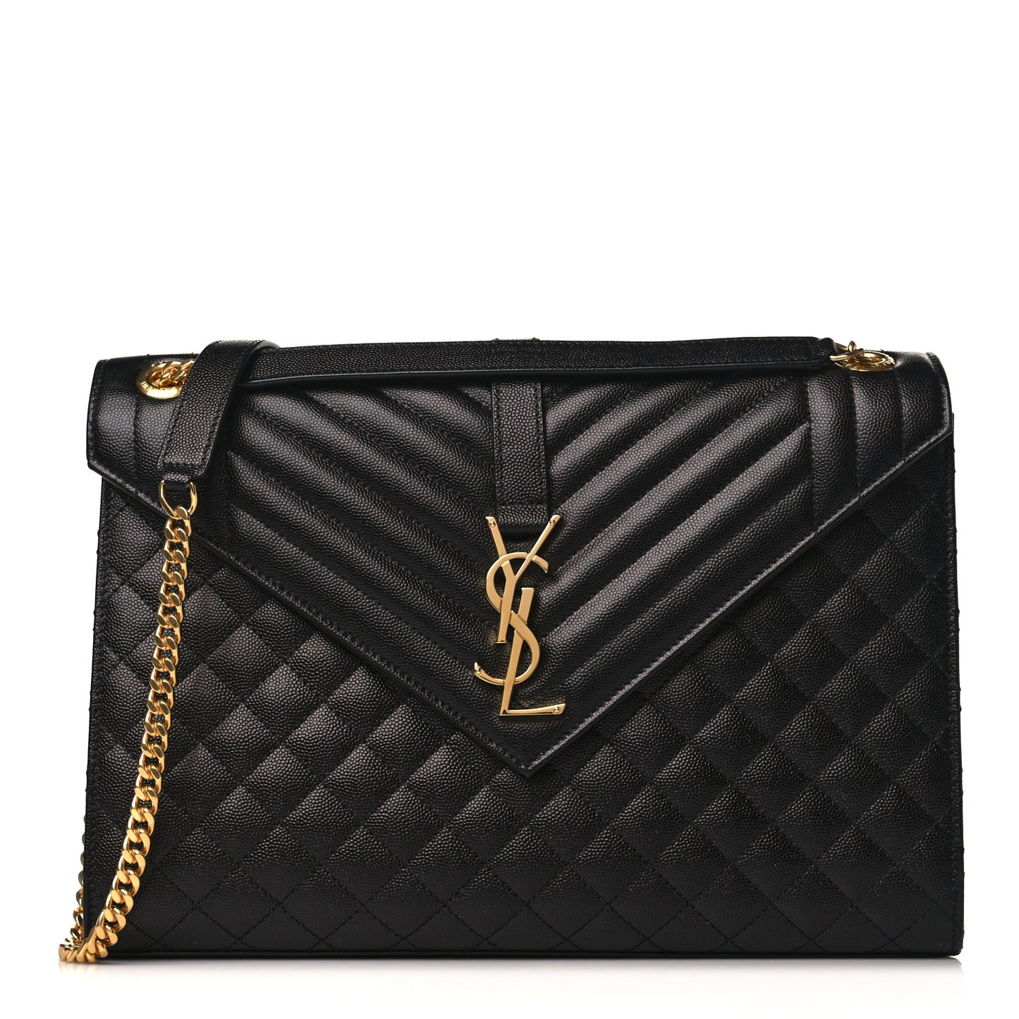 Grain De Poudre Textured Mixed Matelasse Large Triquilt Monogram Satchel Black