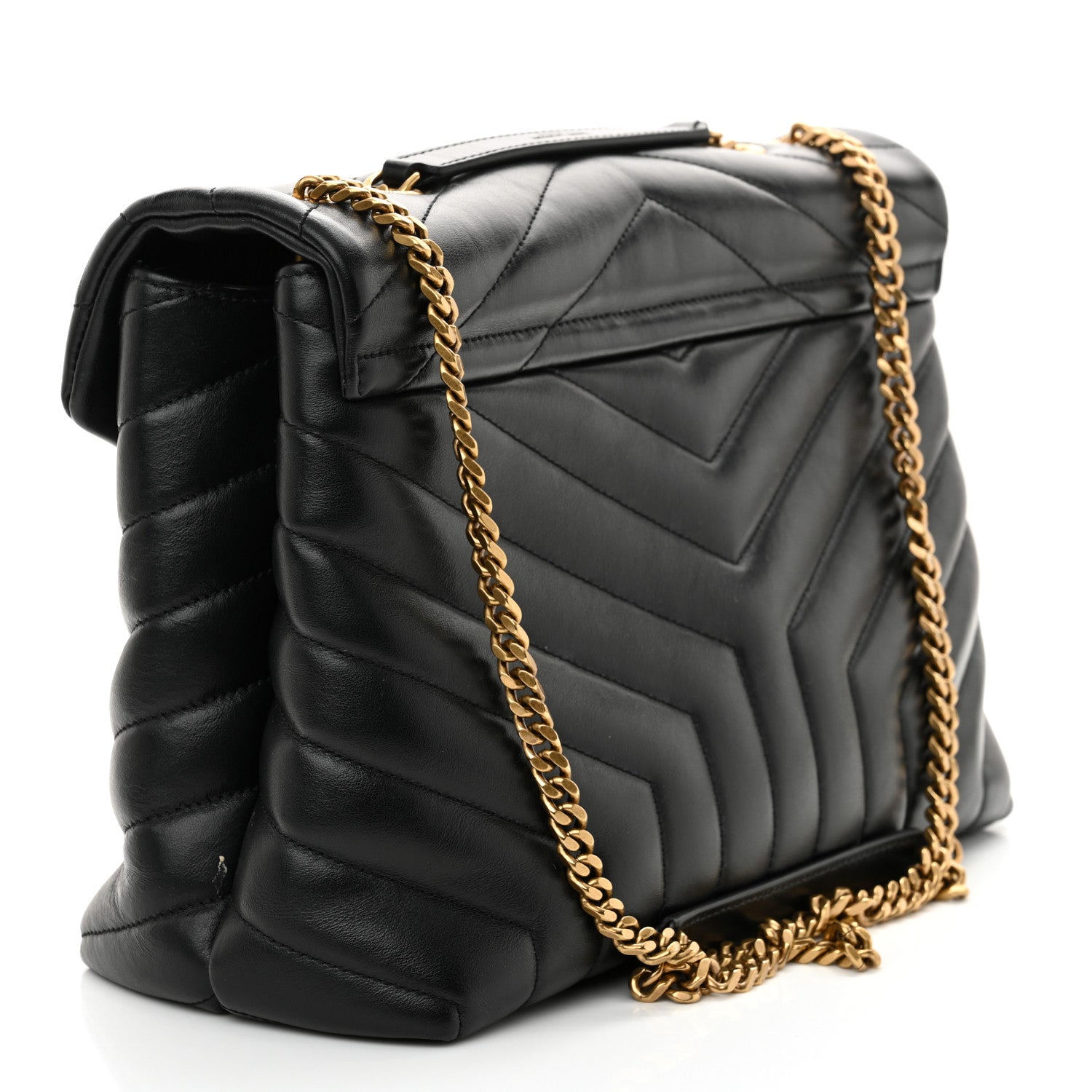 Saint Laurent Calfskin Y Quilted Monogram Medium Loulou Chain Satchel Black 3 of 16