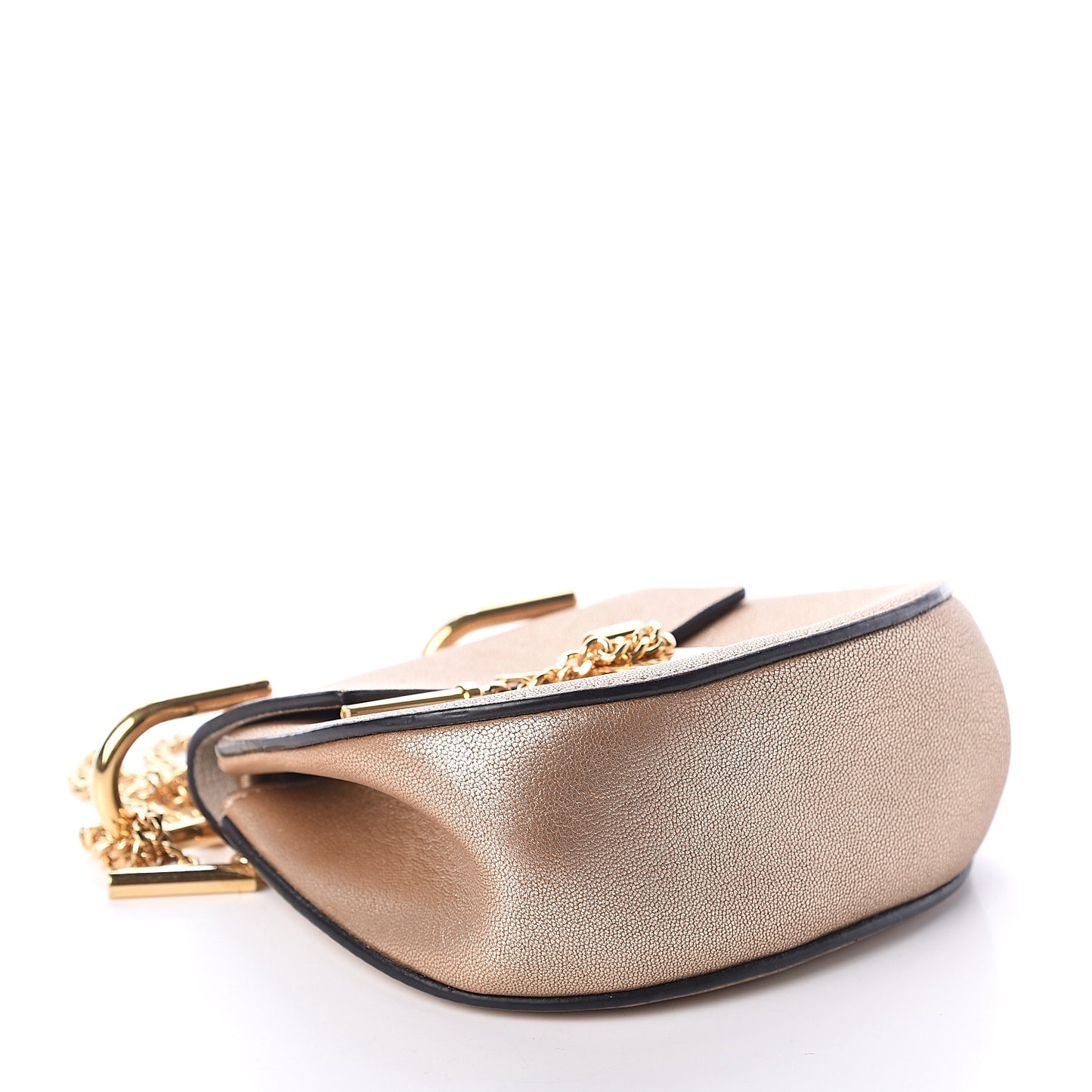 Metallic Goatskin Nano Drew Shoulder Bag Abstract Gold