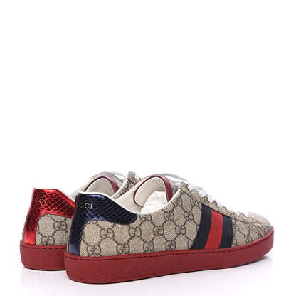 Gucci GG Supreme Monogram Ayers Mens New Ace Low-Top Sneaker 11 Beige Red 4 of 8
