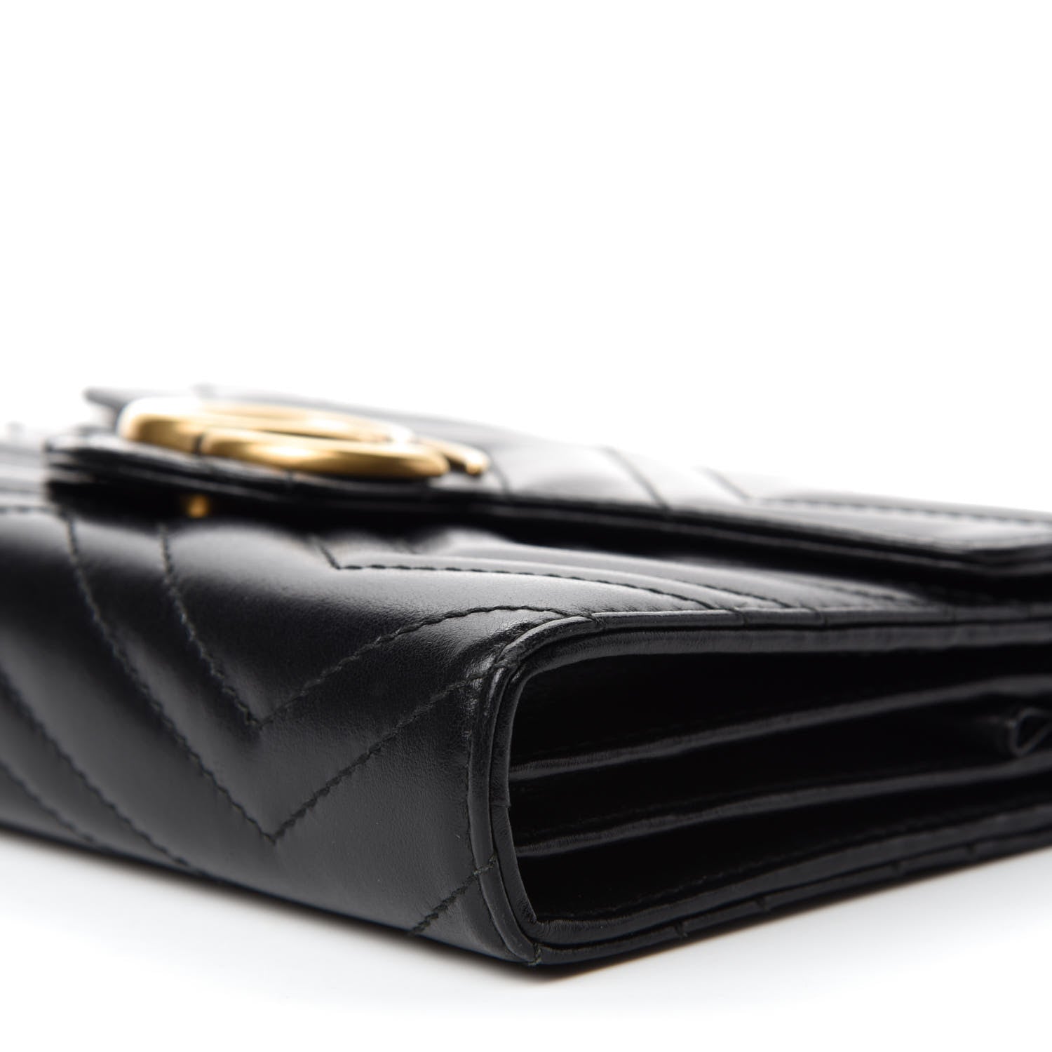 Gucci Calfskin Matelasse GG Marmont Chain Wallet Black 7 of 12