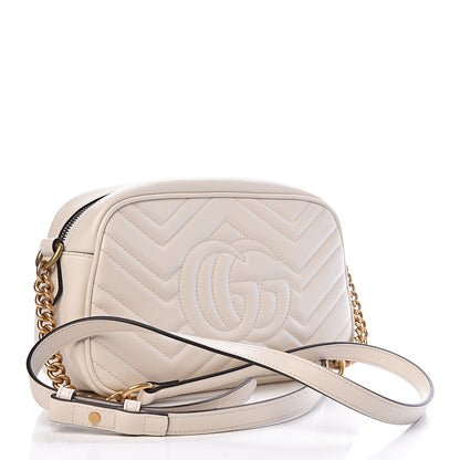 Gucci Calfskin Matelasse Small GG Marmont Chain Shoulder Bag White 3 of 10