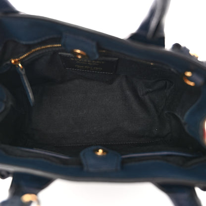 Burberry Grainy Calfskin House Check Small Banner Tote Ink Blue 5 of 12