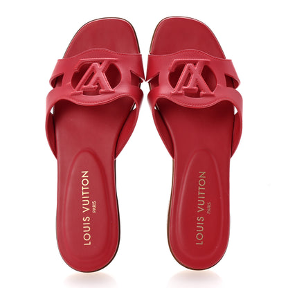 Louis Vuitton Calfskin LV Isola Flat Sandals 39 Red 2 of 9
