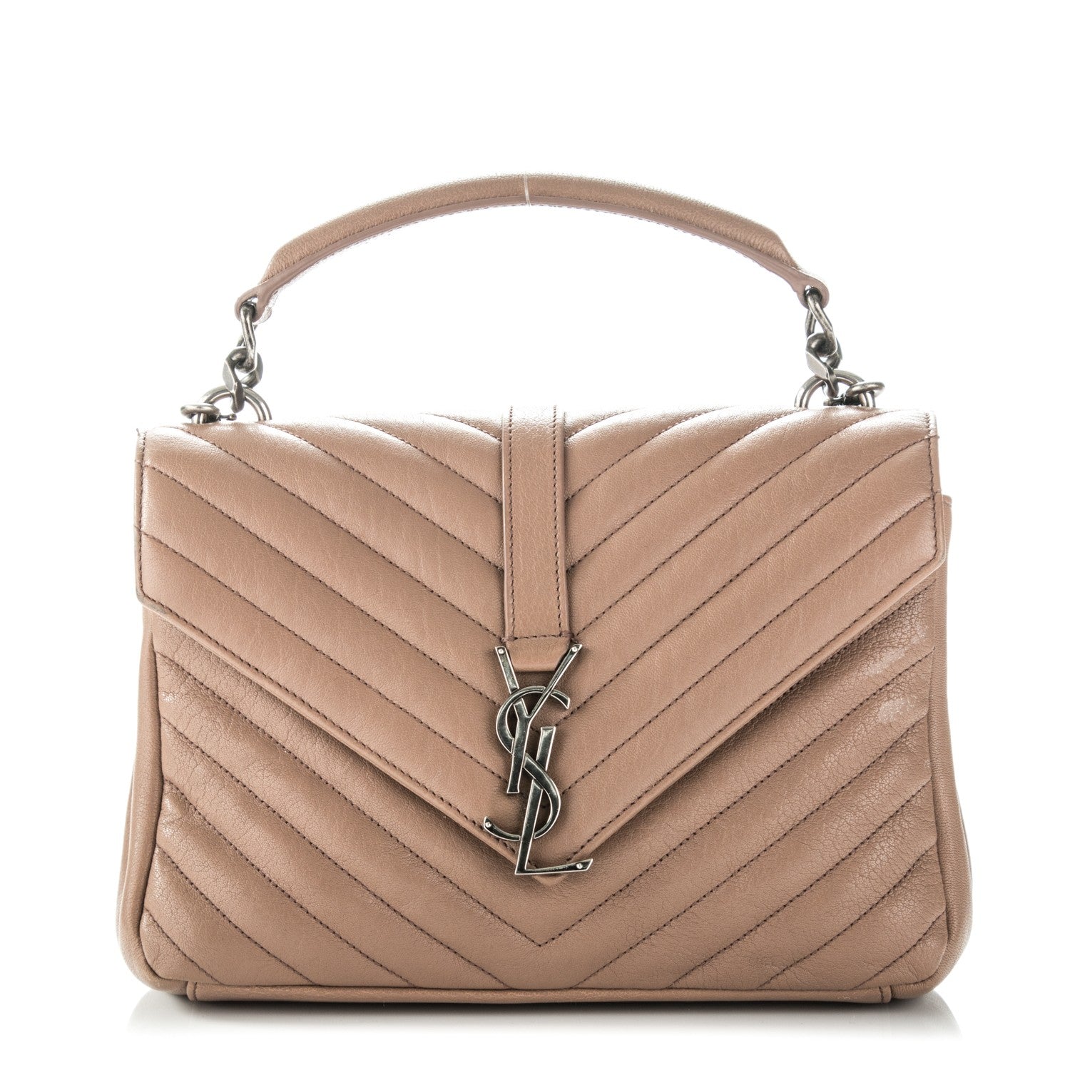 Saint Laurent Sheepskin Matelasse Chevron Monogram Medium College Bag Fard 1 of 6