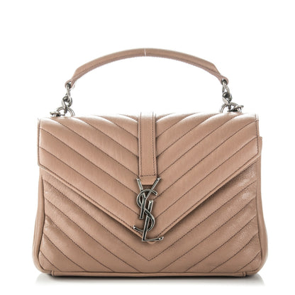 Saint Laurent Sheepskin Matelasse Chevron Monogram Medium College Bag Fard 1 of 6