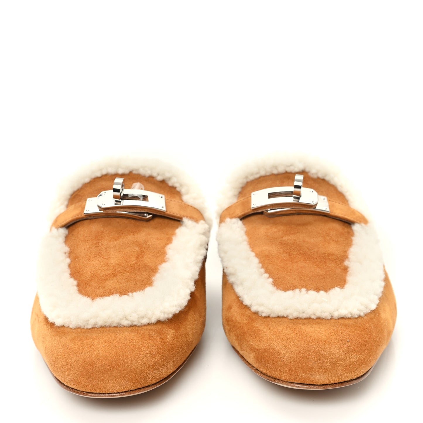 Suede Goatskin Shearling Womens Oz Mules 37.5 Natural Ecru