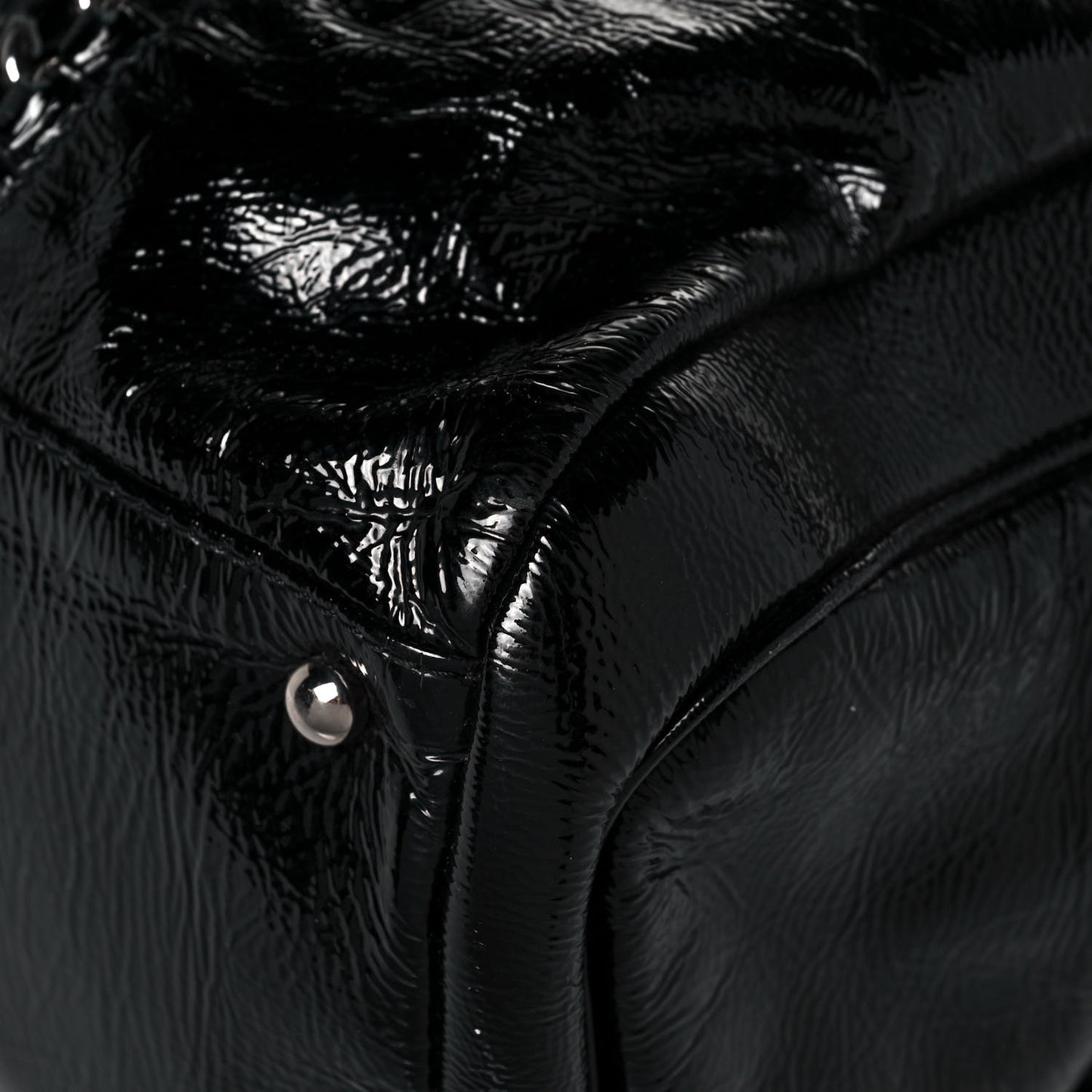 Patent Calfskin Large Luxe Ligne Tote Black