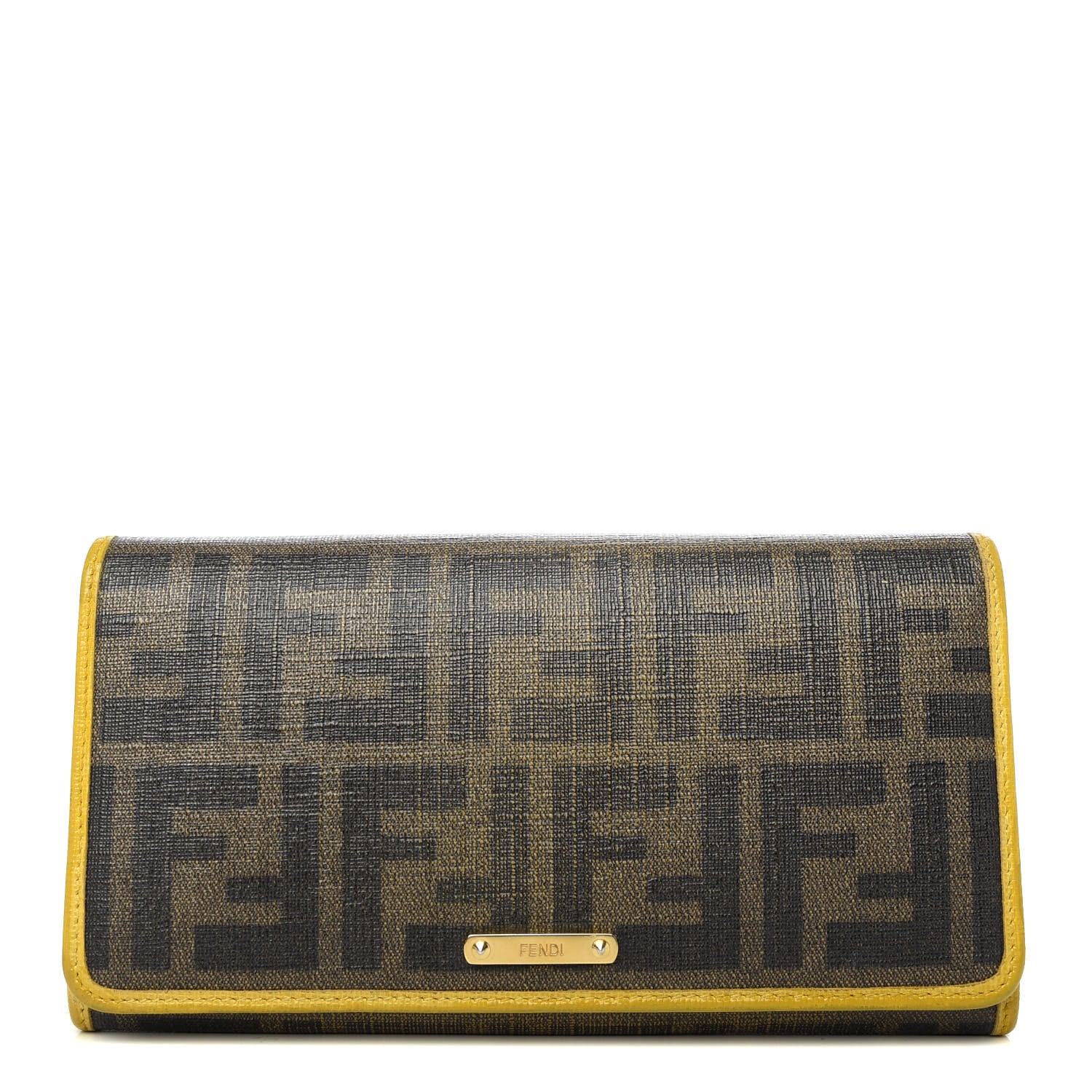 Fendi Zucca Spalmati Vitello Elite Continental Wallet Tobacco Yellow 1 of 9