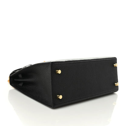 Hermes Chevre Mysore Horseshoe Kelly Sellier 25 Black Rose Pourpre 4 of 11