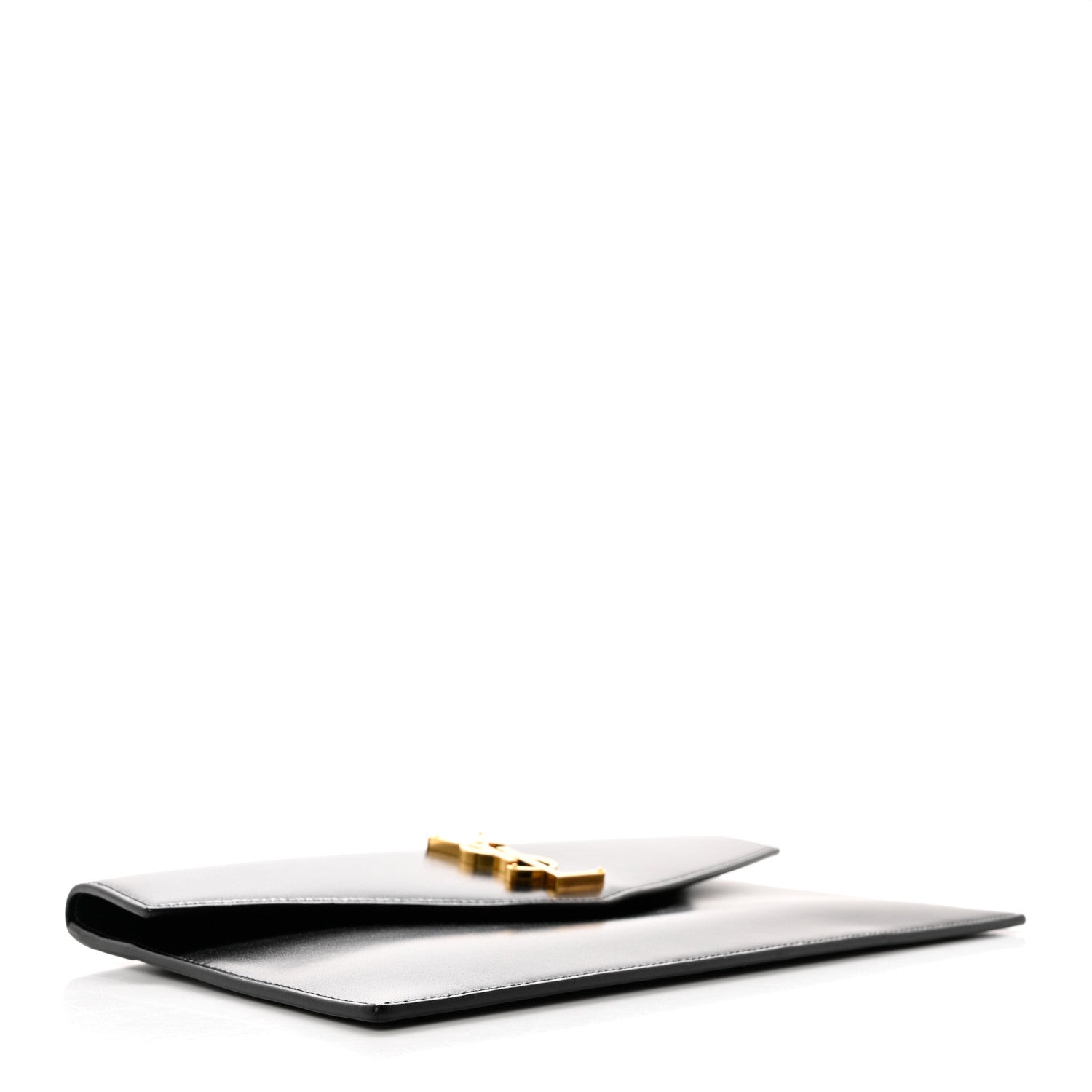 Saint Laurent Smooth Shiny Calfskin Monogram Uptown Pouch Black 4 of 7