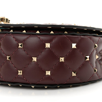 Valentino Garavani Nappa Medium Rockstud Spike Halfmoon Saddle Bag Rubin 9 of 10