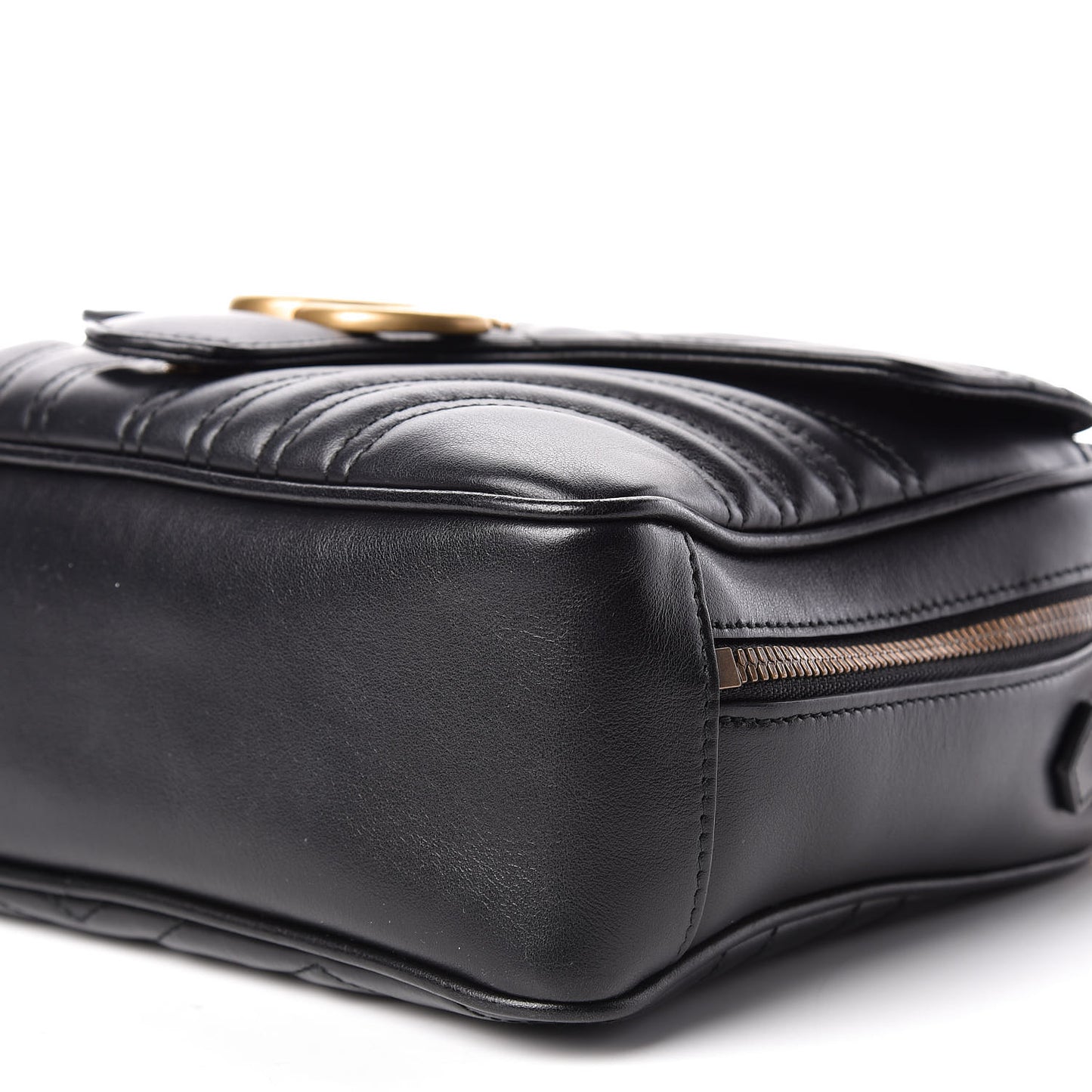 Calfskin Matelasse Sylvie Web Small GG Marmont Top Handle Shoulder Bag Black